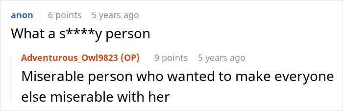 Screenshot of an online comment thread discussing a woman&rsquo;s reaction to an inheritance and conflict with her late husband&rsquo;s daughter.