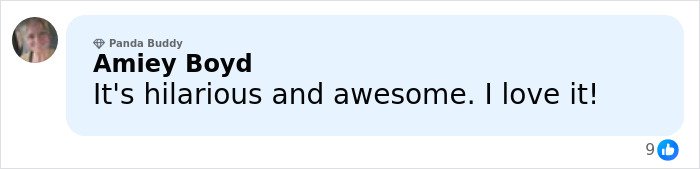 User comment on social media praising content, displayed with profile photo and like count shown.