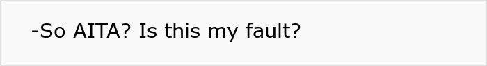 Text image showing a question about family conflict highlighting sister family parenting drama and fault discussion.