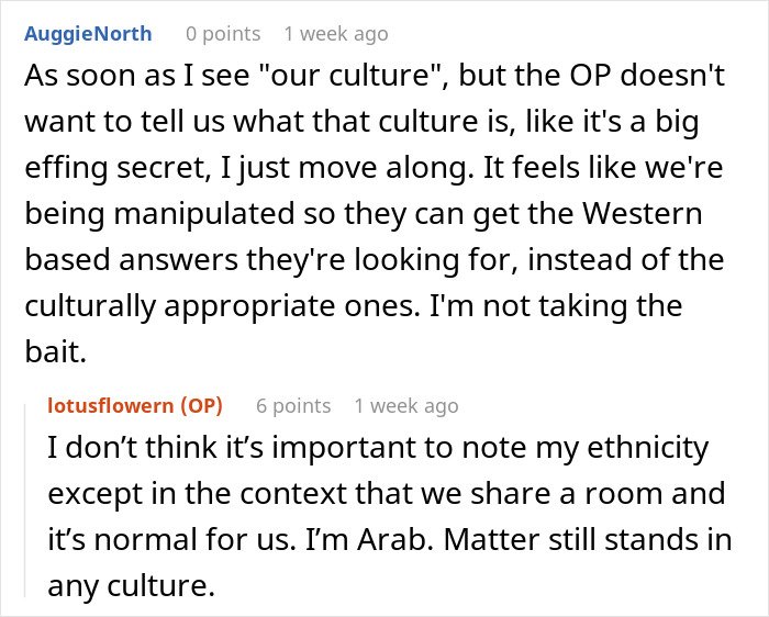 User discussion about cultural differences and misunderstandings in a sister family parenting drama context.