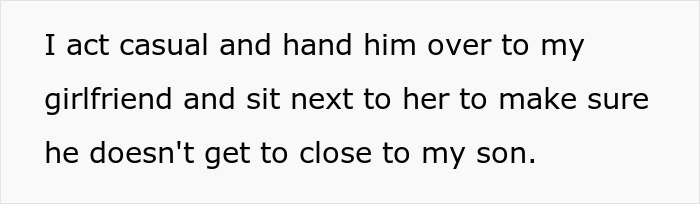 Text excerpt about a dad ensuring a friend stays away from his autistic baby to keep him safe.