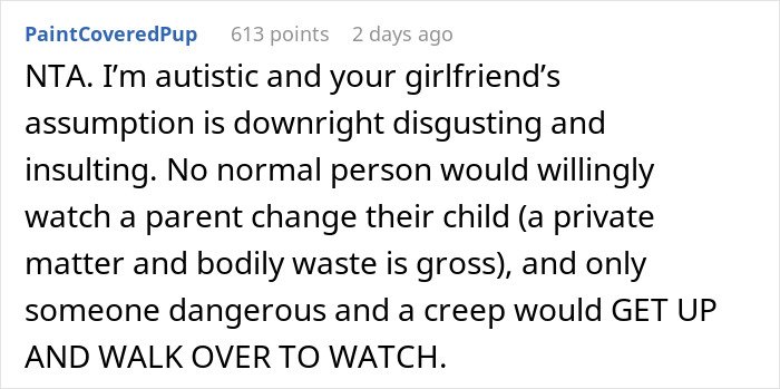 Commenter discusses autism and criticizes a creepy assumption about a parent changing their child.