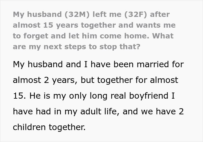 Woman shares her struggles with husband who keeps leaving and coming back, seeking advice and a reality check.