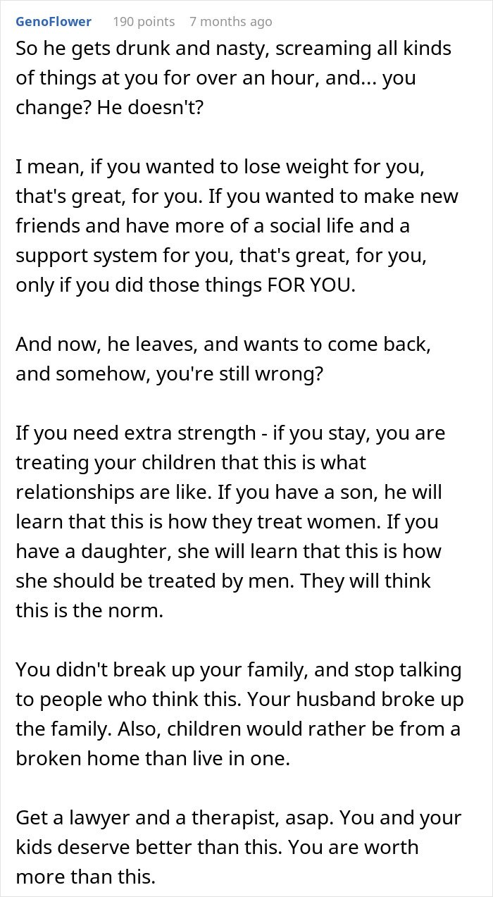 Comment on woman’s struggles with husband repeatedly leaving and coming back, offering a reality check and advice.