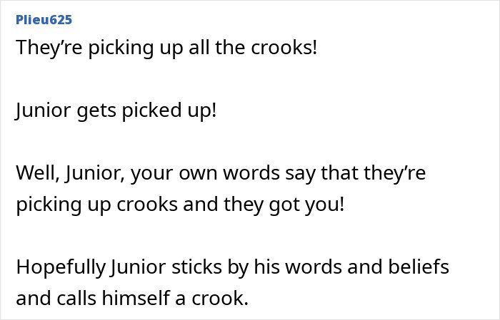 Screenshot of a comment referencing crooks and deportation related to MAGA influencer detained by ICE.
