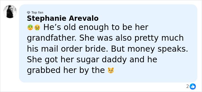 User comment discussing Melania and the age gap when she first started dating Donald Trump on social media.