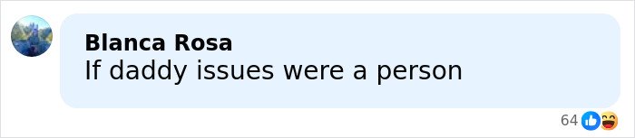 Screenshot of a social media comment about daddy issues related to Melania revealing what she said about the age gap.