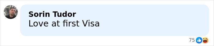 Comment by Sorin Tudor saying Love at first Visa on a social media post about Melania revealing what she said about the age gap.