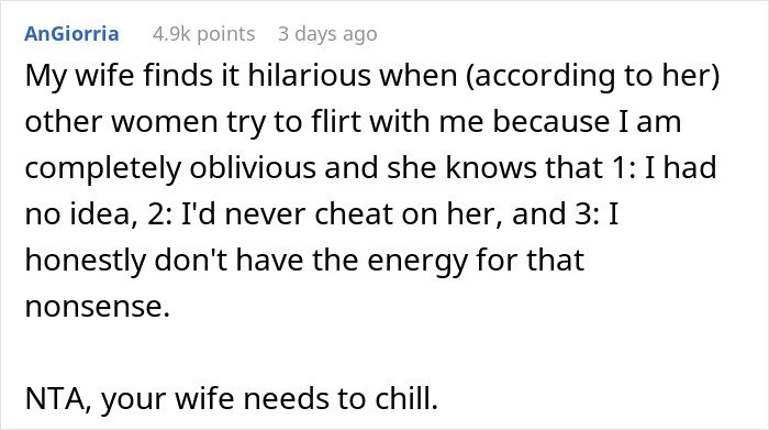 Screenshot of an online post showing a woman making her husband share their argument to prove her point.