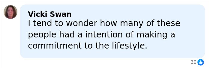 Comment by Vicki Swan reflecting on the commitment involved in joining an Amish community after leaving LA.