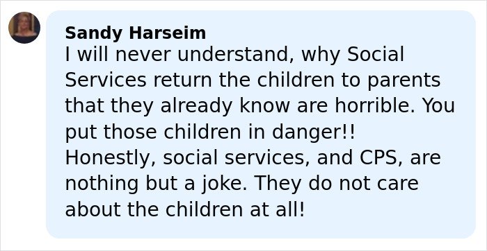 Comment about social services failing children, highlighting a horrifying exchange between young parents after baby girl’s passing.