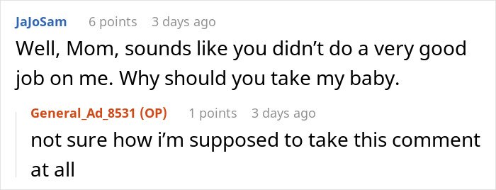 Screenshot of an online discussion where a mom's joke leads to concerns about calling CPS on her.