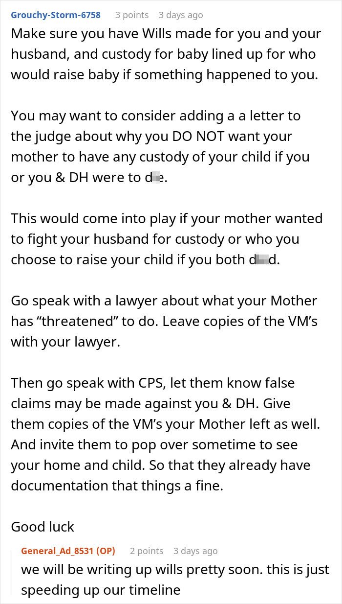 Screenshot of online advice about a mom&rsquo;s joke involving CPS and potential child custody concerns.