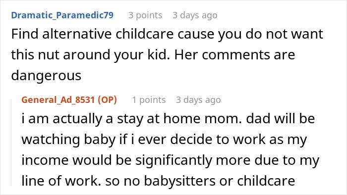 Comments from a mom discussing childcare concerns and a woman upset about a mom&rsquo;s joke involving CPS threats.