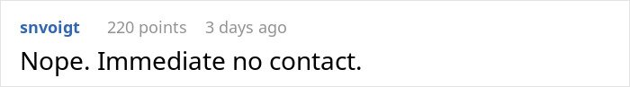 Screenshot of online comment saying no contact after mom's joke about calling CPS on woman.