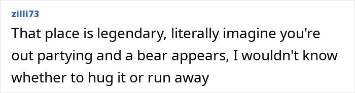 Comment about the world’s darkest island, imagining a bear encounter while partying, highlighting surprising resident life facts.