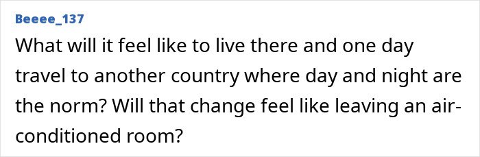 Screenshot of a social media post discussing life and travel experiences on the world’s darkest island.