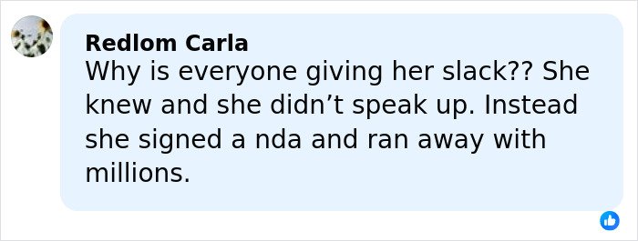 Comment on social media criticizing Melinda Gates regarding forgiveness and Epstein files STD allegations controversy.