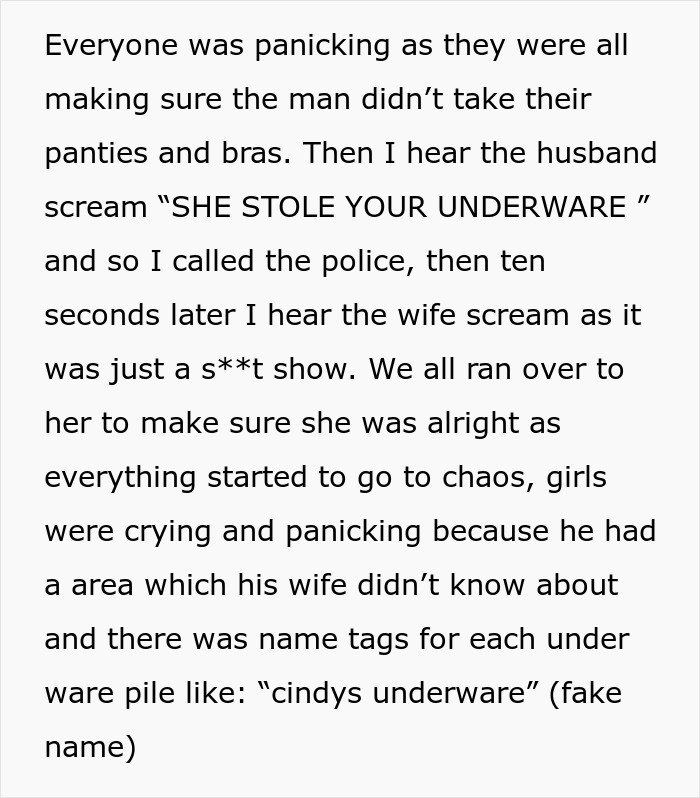 Man tries to lie about stolen underwear causing chaos before police arrive in creepy dad incident and jail arrest.