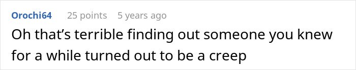 Comment on social media expressing shock about discovering someone was a creep, linked to creepy dad lying and jail outcome.