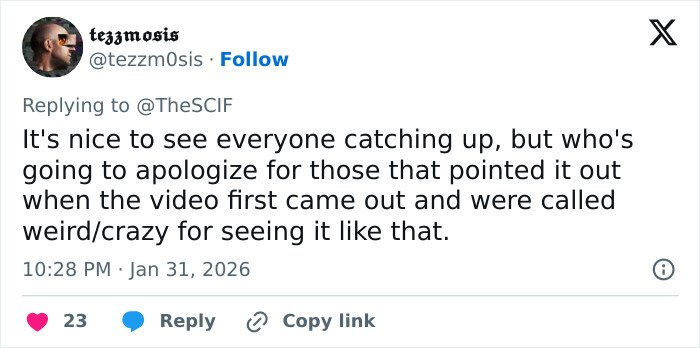 Screenshot of a social media reply discussing fans connecting Justin Bieber's Yummy music video to a disturbing Epstein theory.