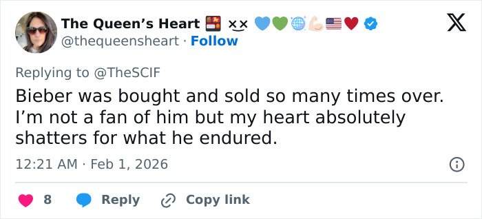 Screenshot of a tweet discussing disturbing theory linking Justin Bieber to Epstein after fans connect Yummy music video to email.
