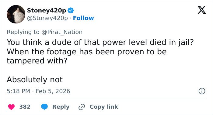 Tweet discussing Epstein conspiracy theory and claims about tampered footage linked to viral Fortnite theory.