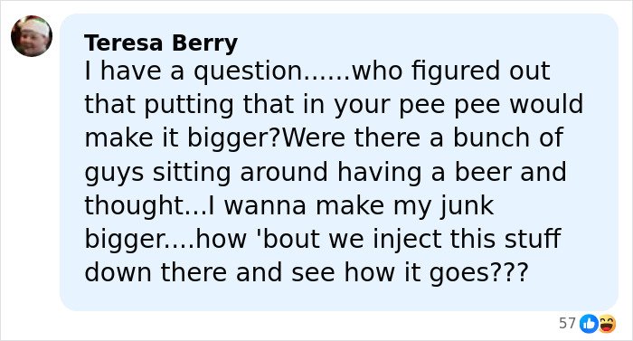 User comment questioning the effects of injecting hyaluronic acid into the manhood for enlargement amid Olympic controversy.