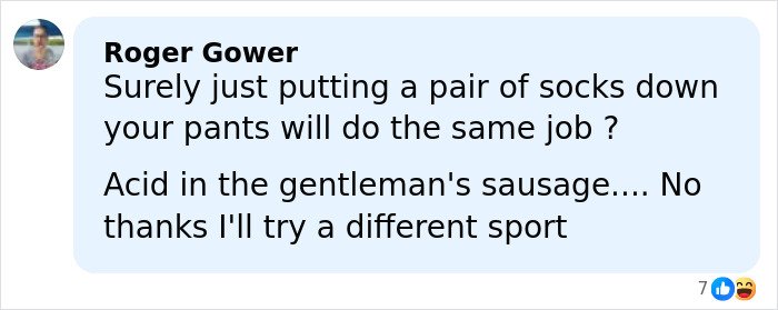 Comment discussing injecting hyaluronic acid into the manhood and its effects amid Olympic controversy.