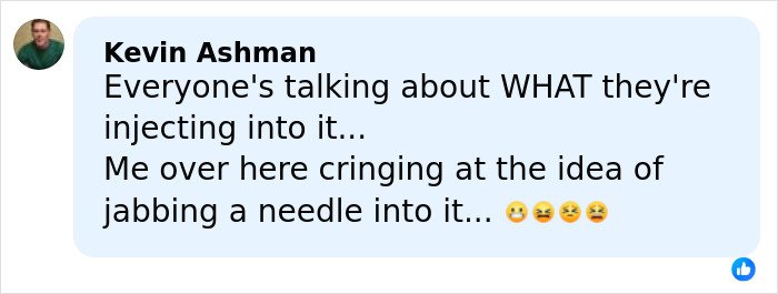 Man reacting with cringe to conversation about injecting hyaluronic acid into the body amid Olympic controversy.