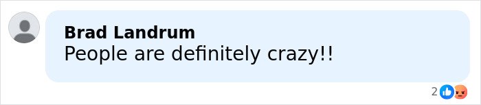 Comment from Brad Landrum stating people are definitely crazy with like and angry reaction emojis on a social media post about hyaluronic acid injection.