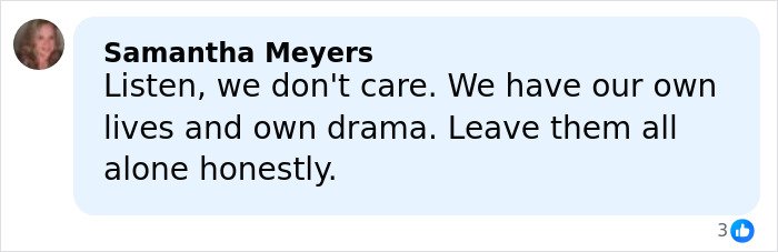 Screenshot of a social media comment responding to toxic mom drama involving Kaley Cuoco and Ashley Tisdale.