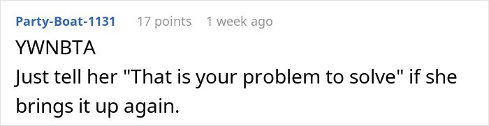 Screenshot of a Reddit comment about refusing to pay for a hotel while helping a roommate lie to her conservative family.