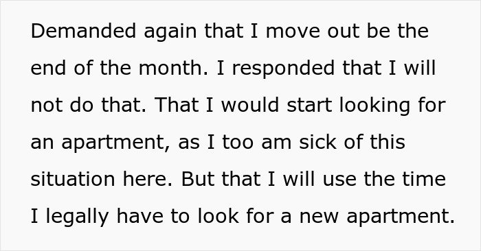Text excerpt from a story about refusing to pay for a hotel and dealing with a roommate and living situation conflict.