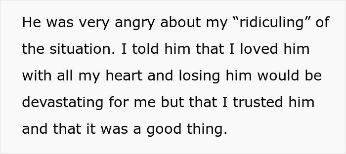 Text describing a woman venting about her husband leaving her because she trusts him and doesn’t get jealous.