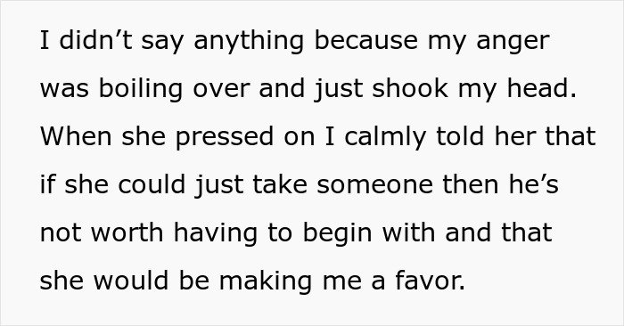 Text showing a woman venting about her husband leaving her due to trust and lack of jealousy in their relationship.