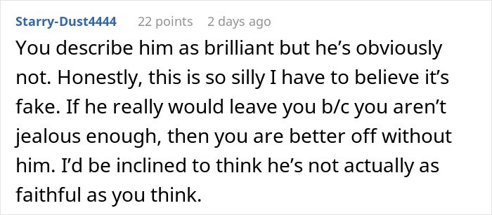 Comment on a woman venting about her husband leaving her despite trusting him and not feeling jealous.