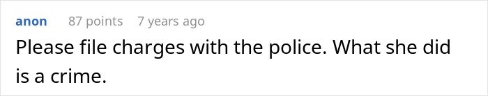 Comment urging to file charges with the police, mentioning crime, related to man suffering from cancer and MIL.