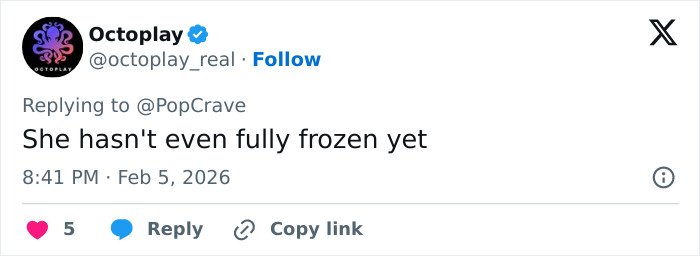 Screenshot of a social media reply commenting on Mariah Carey's 2026 Winter Games opening ceremony performance backlash.