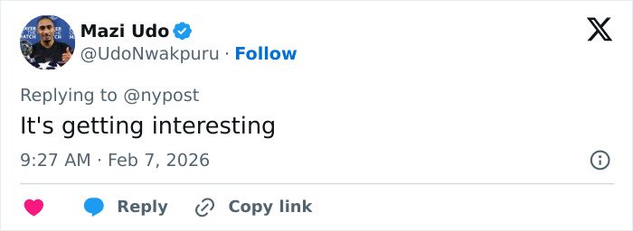 Tweet by Mazi Udo about neighbor of Nancy Guthrie sharing crucial info that triggered police roof search, posted on Feb 7, 2026.
