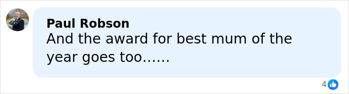 Screenshot of a social media comment praising a mother, related to Jeffrey Epstein’s bold request about Princess Beatrice and Eugenie.