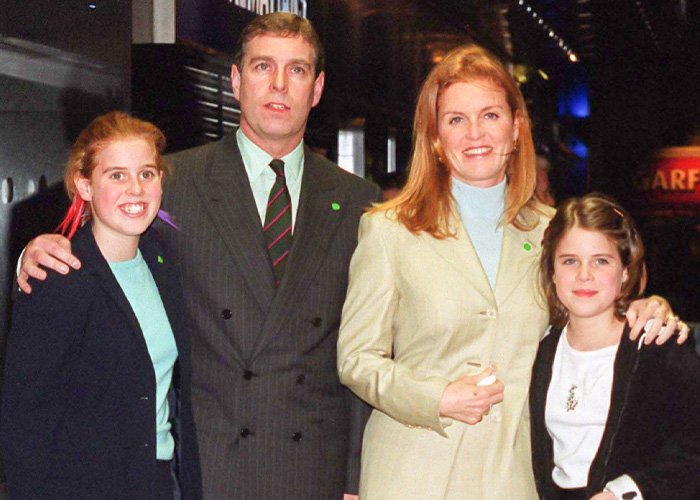 Princess Beatrice and Eugenie with family members at a public event, related to Jeffrey Epstein’s bold request in new files.