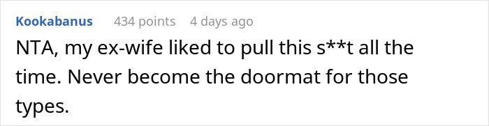 Screenshot of an online comment discussing a woman volunteering her boyfriend for free labor and his refusal.