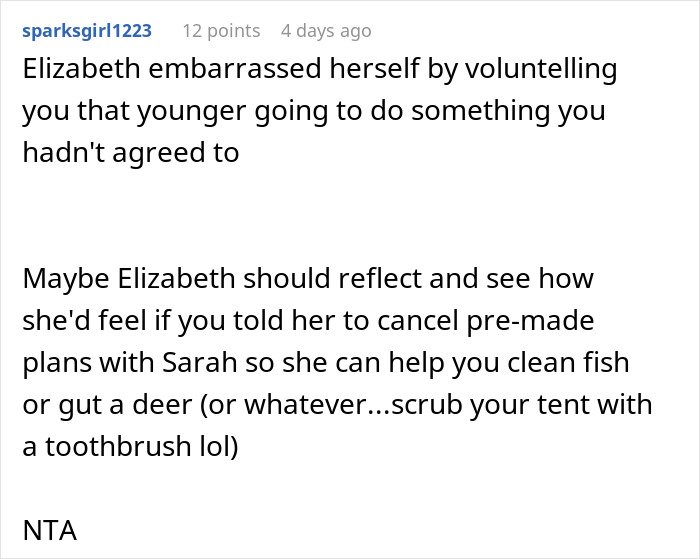 Screenshot of a Reddit comment criticizing volunteering a boyfriend for free labor without consent in a relationship dispute.