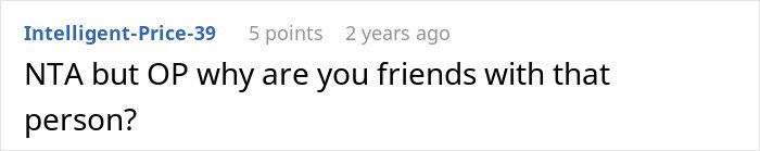Screenshot of a forum comment discussing a woman tired of friend’s strict diet rules, even on her birthday.