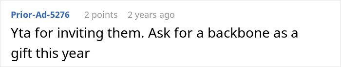 Comment text on a social media post, expressing frustration about a friend’s strict diet rules even on special occasions.