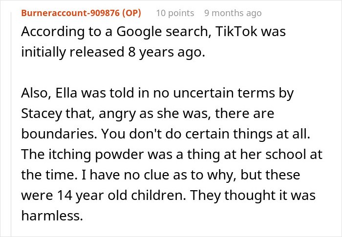 Reddit comment discussing a teen ensuring stepmom is miserable on wedding day for erasing late mom’s memory.
