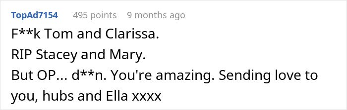Screenshot of a Reddit comment supporting a teen making sure stepmom is miserable on her wedding day for erasing late mom’s memory.