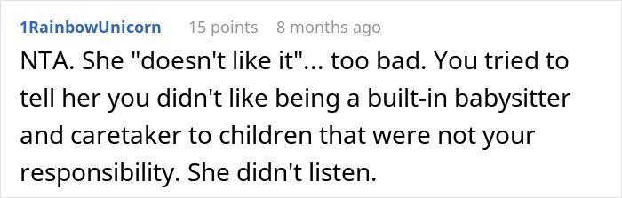 Reddit comment discussing a teen&rsquo;s frustration with being a third parent to multiple kids at his mom&rsquo;s house.