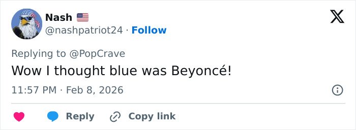 Tweet showing fan comment about Blue Ivy’s striking resemblance to mom Beyoncé at the Super Bowl event
